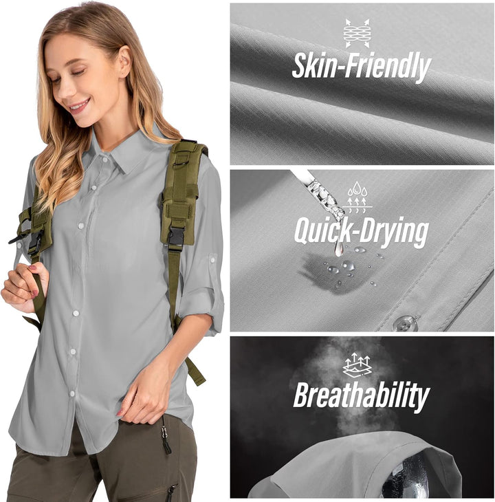 yeyity Damen Hemdbluse UV Schutz Langarmshirt Damen Schnell Trocknende Sport Shirts Wandershirt Safa