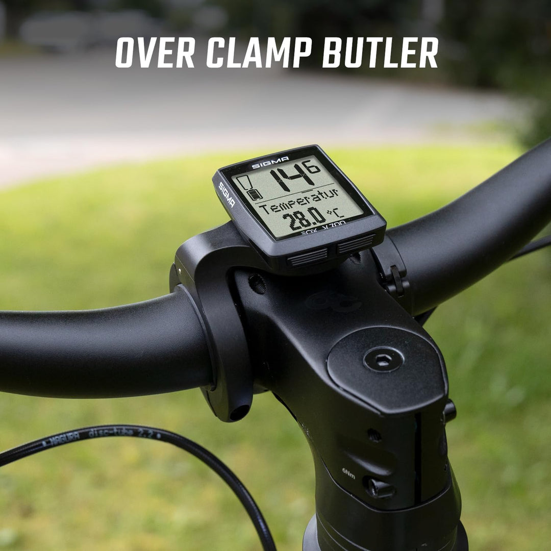 SIGMA EOX View 700 | E-Bike Fahrradcomputer inkl. Over CLAMP Butler | wasserfester Fahrradcomputer f