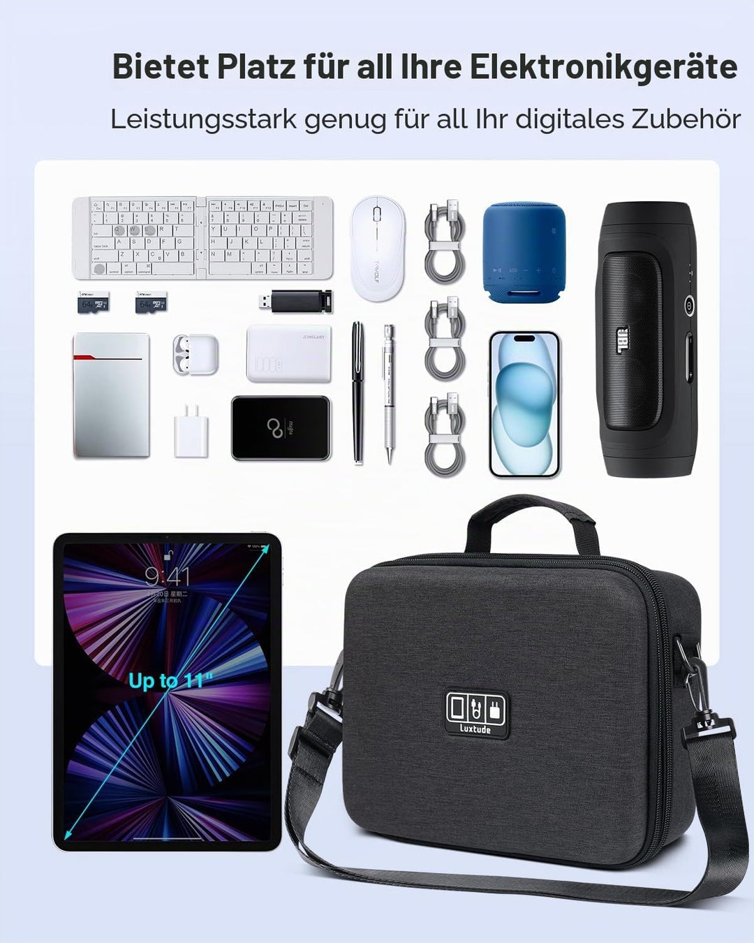Luxtude Eva Kabeltasche Organizer, Gross Hartschale Elektronik Kabel Organizer Tasche Etui, Reise Ha