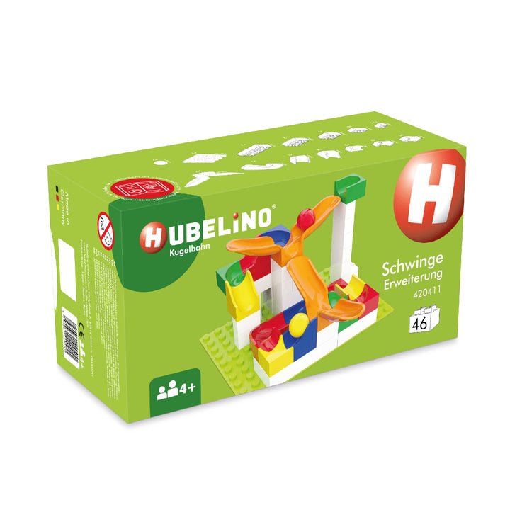 Hubelino #420411 Schwinge Erweiterung (46-teilig) für Kugelbahn, kompatibel mit grossen Bausteinen a