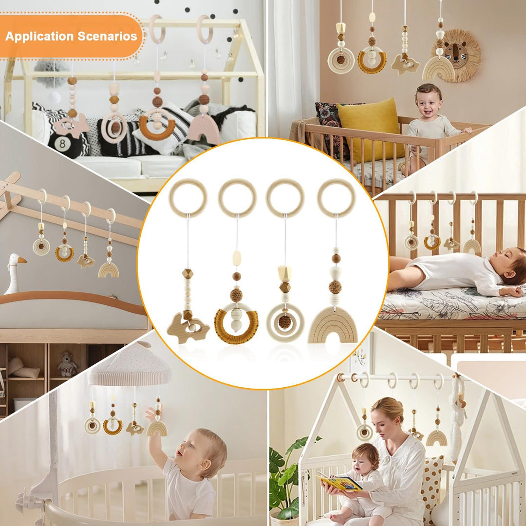 Spielbogen Baby Spielzeug ab 0 Monate Spielbögen Baby Gym Anhänger Holz 4 Stück Spielebogen Babies T