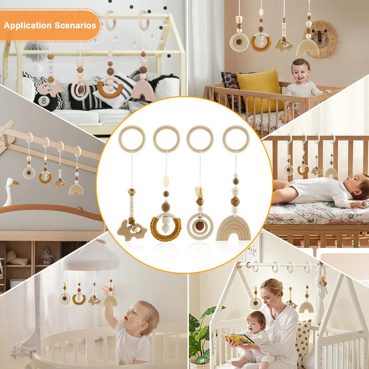 Spielbogen Baby Spielzeug ab 0 Monate Spielbögen Baby Gym Anhänger Holz 4 Stück Spielebogen Babies T