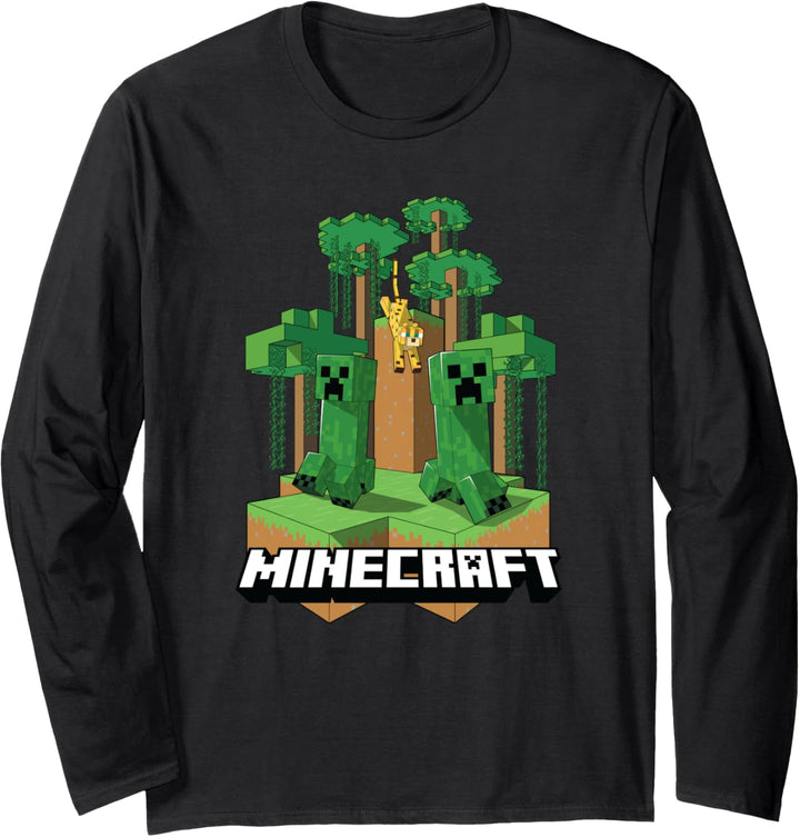Minecraft Creeper & Jaguar Island Langarmshirt