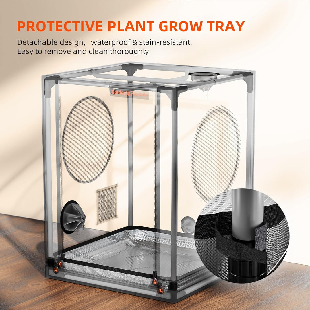 Spider Farmer Kleines Growzelt 60x60x80 cm für Aerogarden, mit Roll-up-Tür, Beobachtungsfenster, abn
