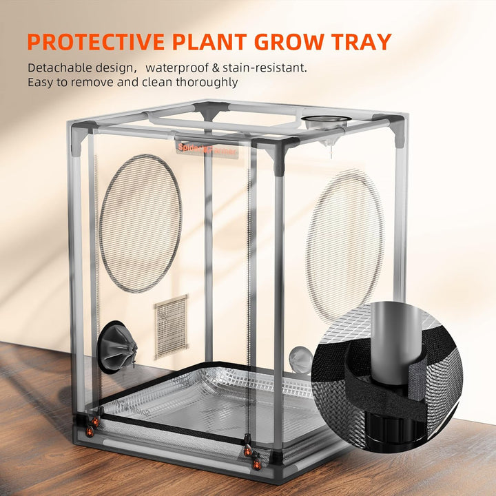 Spider Farmer Kleines Growzelt 60x60x80 cm für Aerogarden, mit Roll-up-Tür, Beobachtungsfenster, abn