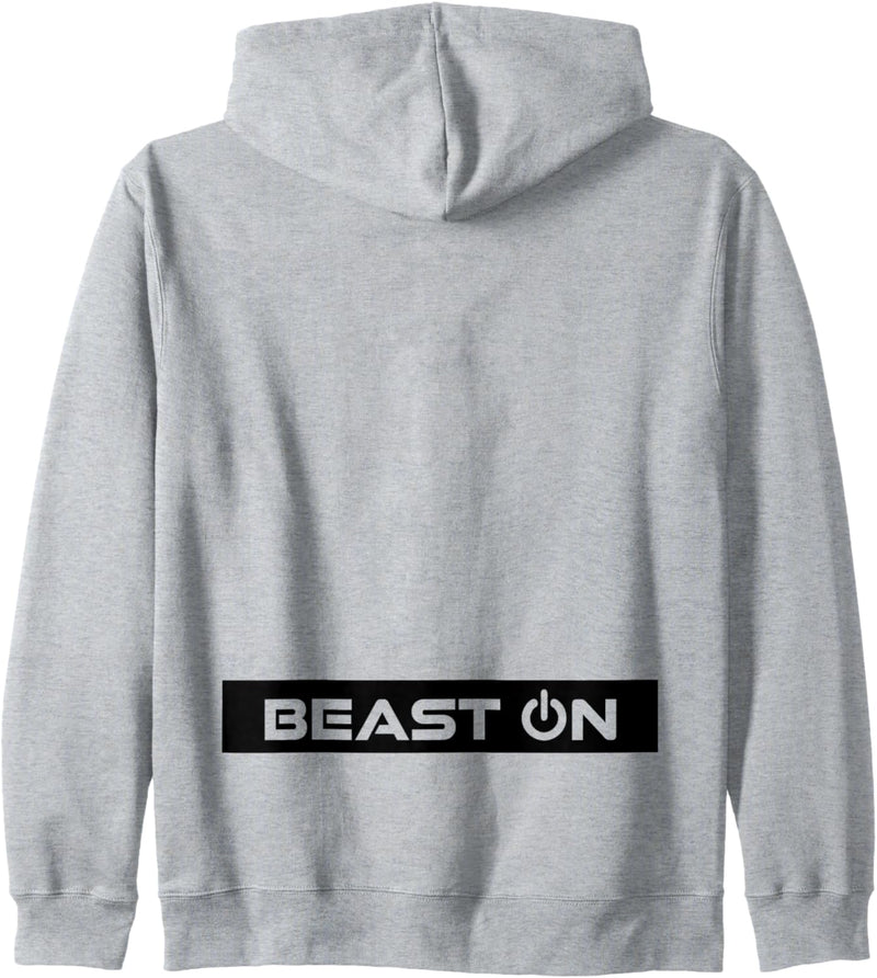 Beast ON Rücken Motiv Fitness Gym Motivation schwarze Farbe Kapuzenjacke