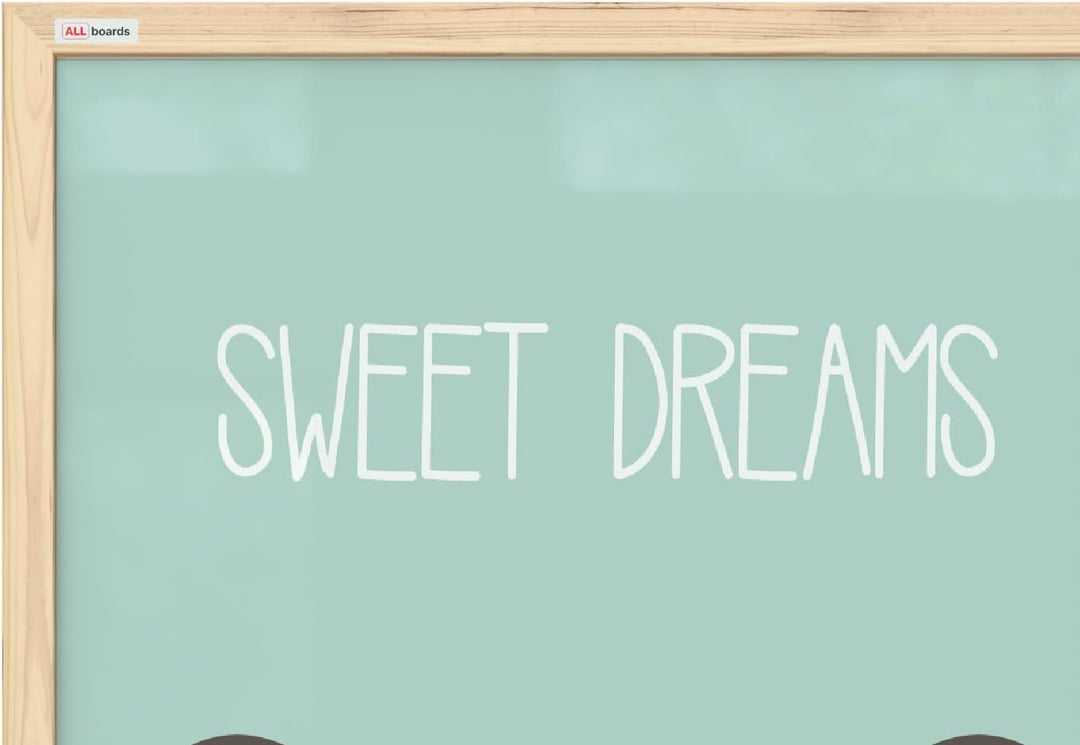 ALLboards Whiteboard Schreibtafel Memoboard Bild Teddybär „Sweet Dreams“, Pastellfarben, 60x40cm im