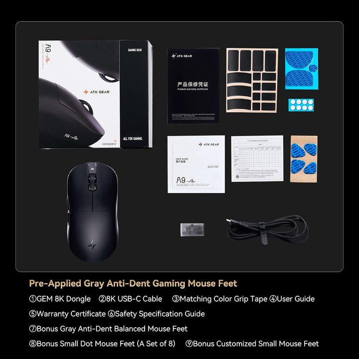ATK Dragonfly A9 Ultimate Wireless Gaming Maus (A9 Air, Weiss) White A9 Air, White A9 Air