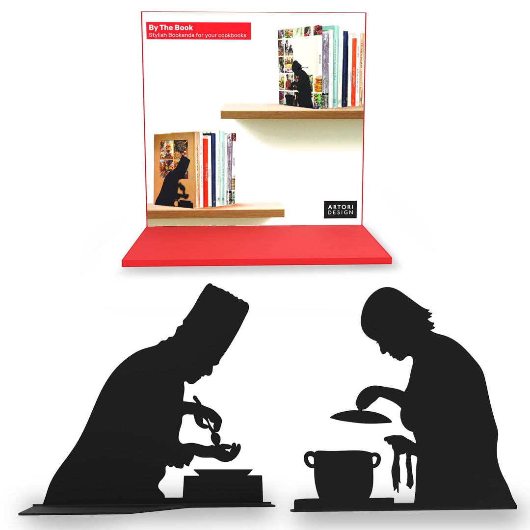 Artori Design “Kochen nach Vorschrift” | Buchstütze für Kochbücher | Zwei Köche | Buchhalter für die