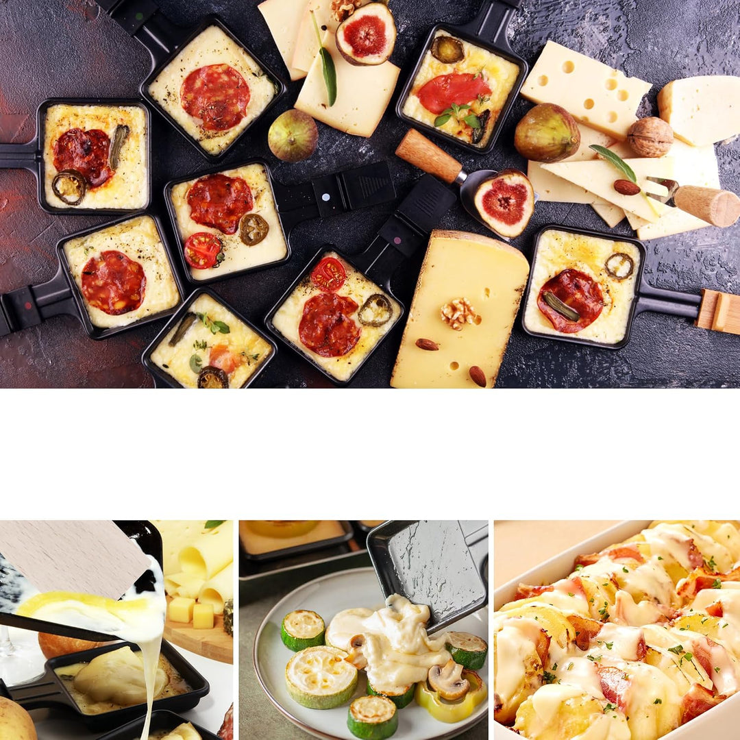 YUENFONG Raclette Grill Raclette für 8 Personen, Elektrogrill Grillplatte Tischgrill mit 8 Pfännchen