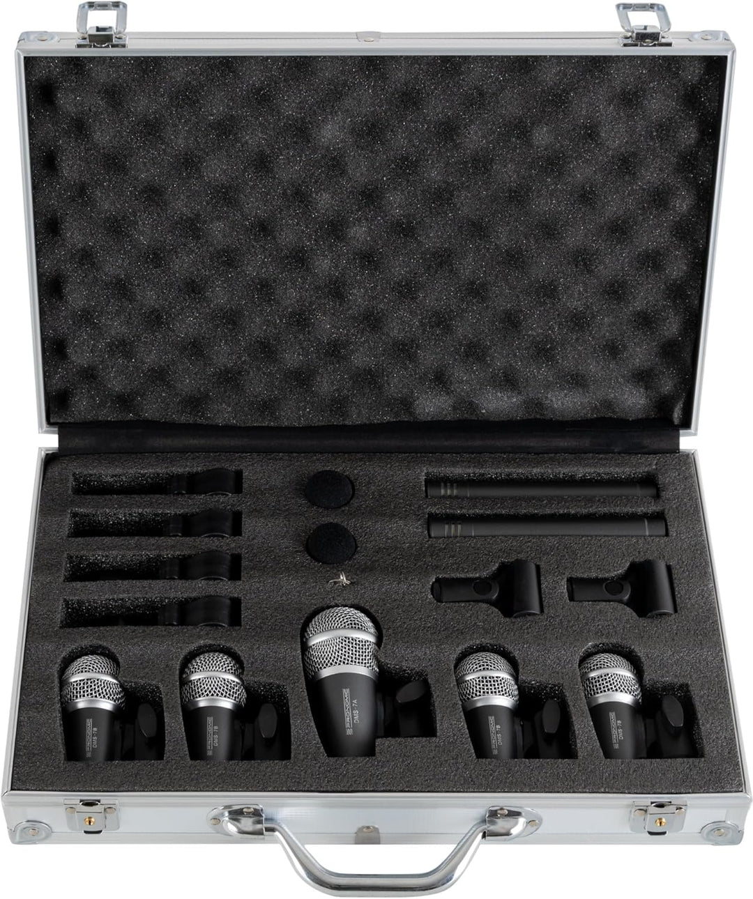 Pronomic DMS-7 Drum Schlagzeugmikrofonset - Drum Mikrofon Set mit 7 Mikrofonen für Bühne und Tonstud