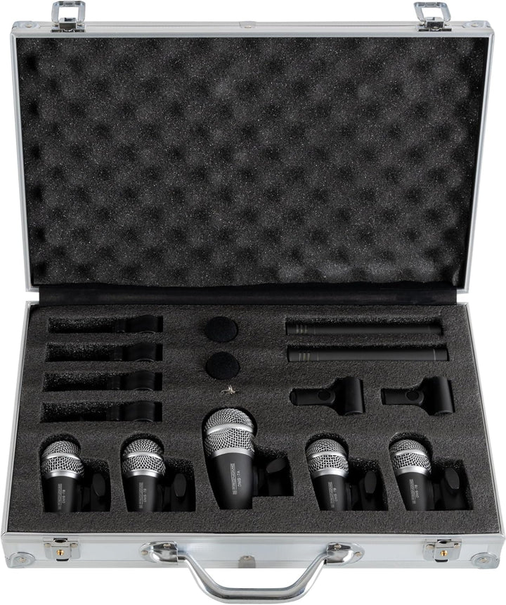 Pronomic DMS-7 Drum Schlagzeugmikrofonset - Drum Mikrofon Set mit 7 Mikrofonen für Bühne und Tonstud