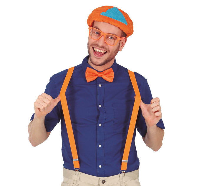 FIESTAS GUIRCA Orangefarbenes Set - Mütze, Schleife, Brille, Hosenträger
