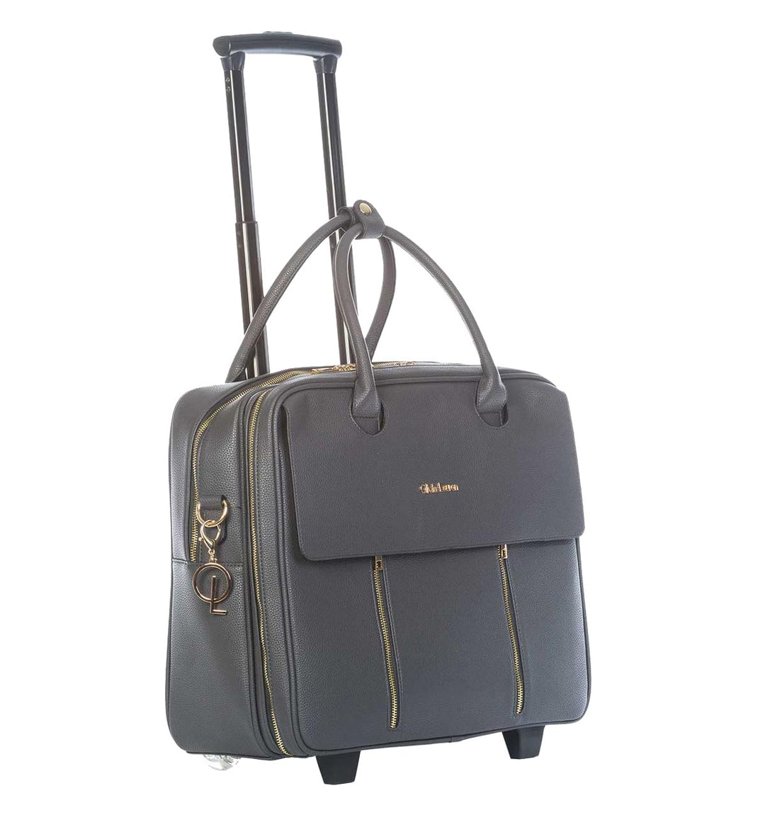 Klassische Rollen Aktentasche Trolley Damen Business Laptoptasche Grau Bowatex