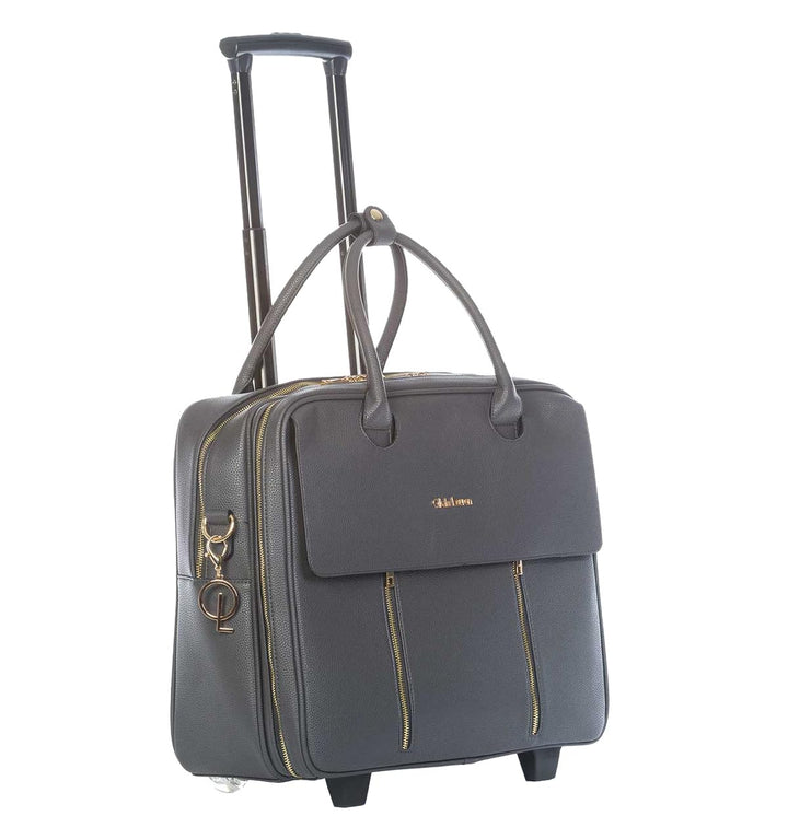 Klassische Rollen Aktentasche Trolley Damen Business Laptoptasche Grau Bowatex