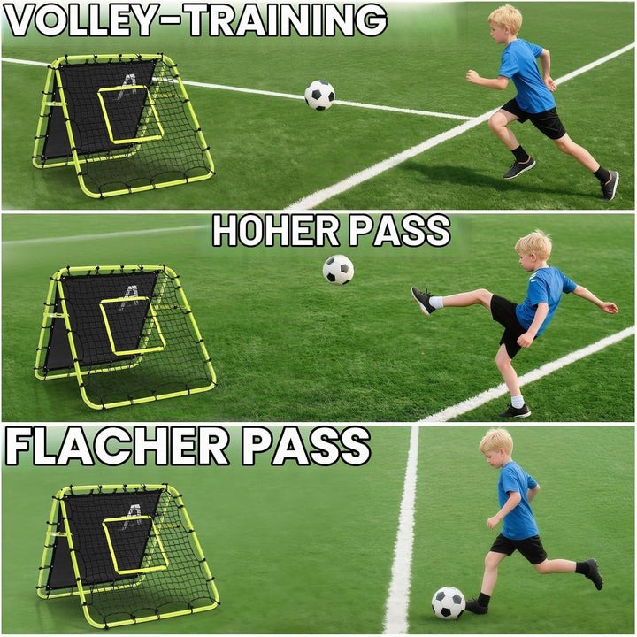 Doppelseitige Rebounder Net Fussball Training Ausrüstung, 100/120/180cm, Fussball Tor Kickback Ziel