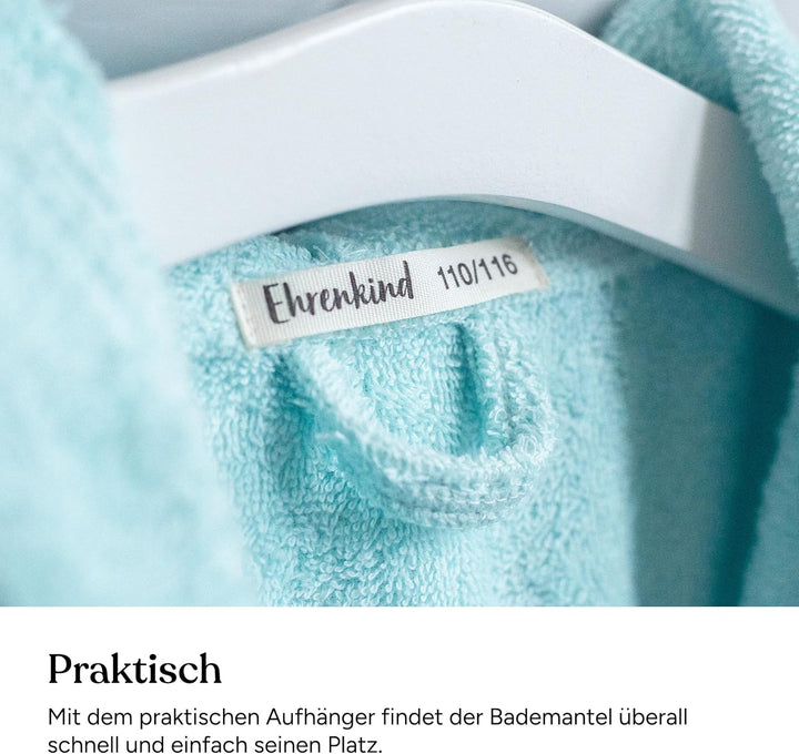 Ehrenkind® Bademantel Kinder mit Kapuze 100% Bio-Baumwolle | Kinderbademantel | Junge Mädchen 110-11