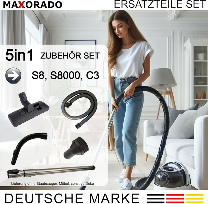 Bodendüse + Rohr + Griff + Schlauch kompatibel mit Miele S8340 S8320 S8310 S8350 S8360 S8370 S8380 S