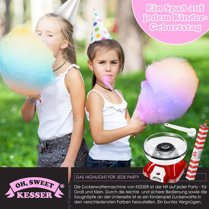 KESSER® Zuckerwattemaschine Set für Dein zuhause - Mit 30x Zuckerwatte Stäbchen & Messlöffel - Retro