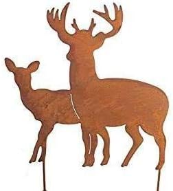 Bornhöft Gartenstecker Hirsch Hirschgruppe Sterne aus Edelrost Metall Rost Gartendekoration Weihnach