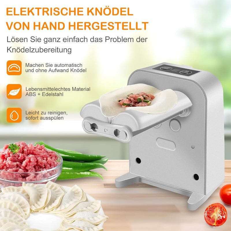 MaxEarn Automatische Knödelmaschine, Elektrische Teigtaschenformer mit Löffel & Bürste, USB-Aufladun