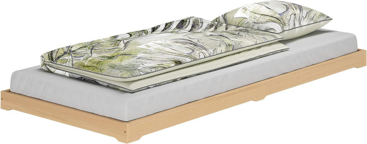 Erst-Holz Niederflurbett Jugendbett Studenten Futon Bodenbett 90x200 Buche Massivholz V-60.66-09, Au