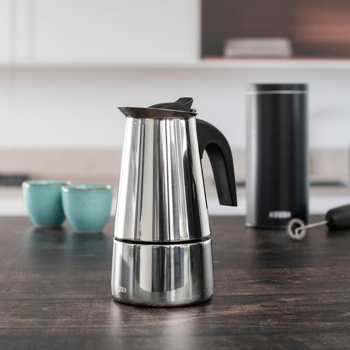 Xavax Espressokocher aus Edelstahl für 4 Tassen, Herdkanne, u.a. Induktion, 200ml 11,5 x 9 x 19,2 cm