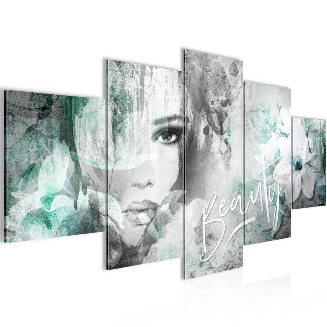 Runa Art Wandbilder Blumen Vintage 5 Teilig Bild auf Vlies Leinwand Deko Wohnzimmer Frau Bunt 039352