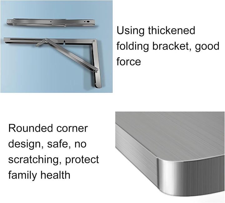 SARKEY Klappbarer Wandtisch, Wandklapptisch Aus Rostfreier Stahl,Wandklapptisch Wand Montierter Klap