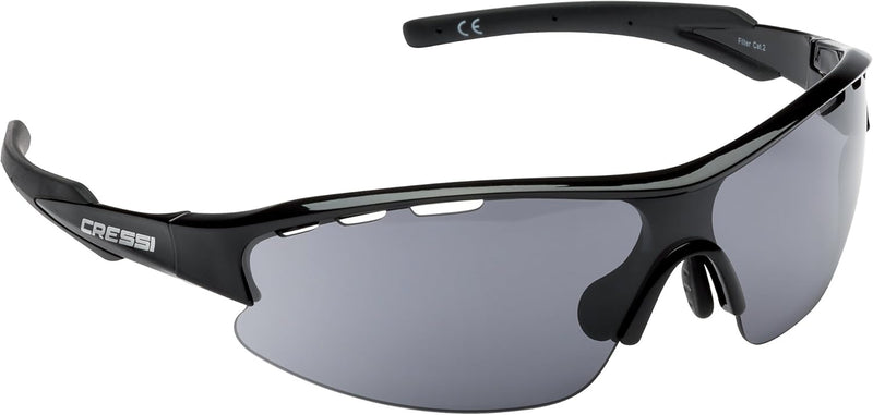 Cressi Unisex Vento Lunettes de soleil Unisexe Noir/Lentilles Gris, Unisexe Noir/Lentilles Gris