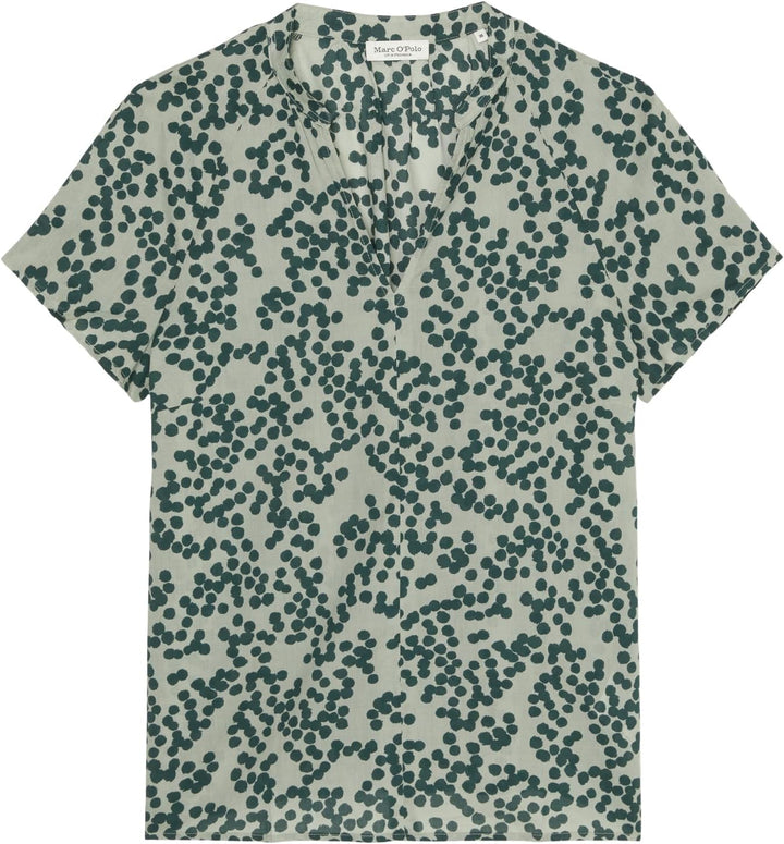 Marc O'Polo Damen Kurzarmbluse aus Bio-Baumwolle mit V-Ausschnitt 32 Mg21, 32 Mg21