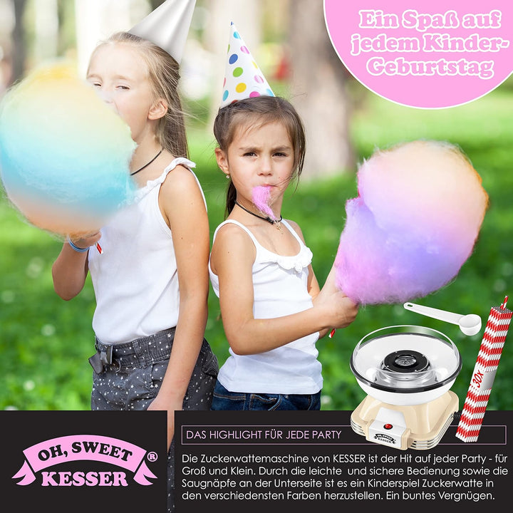 KESSER® Zuckerwattemaschine Set für Dein zuhause - Mit 30x Zuckerwatte Stäbchen & Messlöffel - Retro