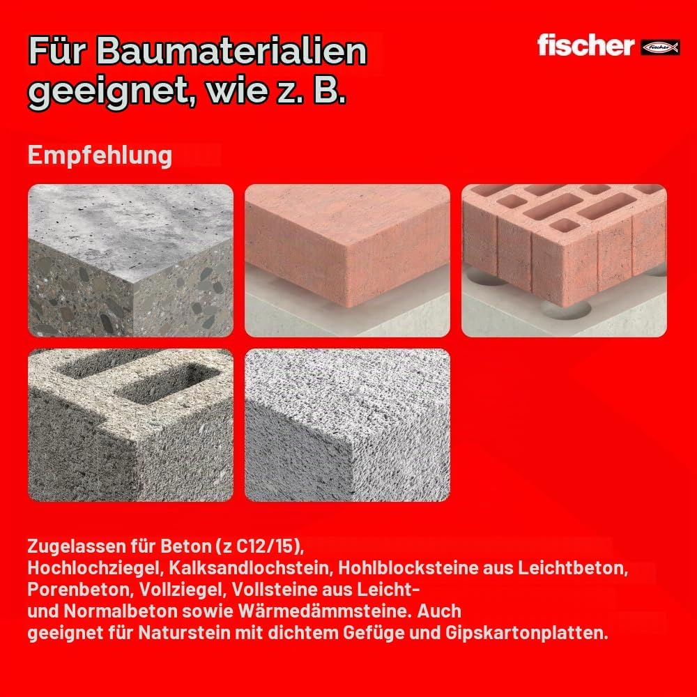 fischer Langschaftdübel SXR 10x120 T, hochwertiger Spreizdübel mit passender Senkkopfschraube, Nylon