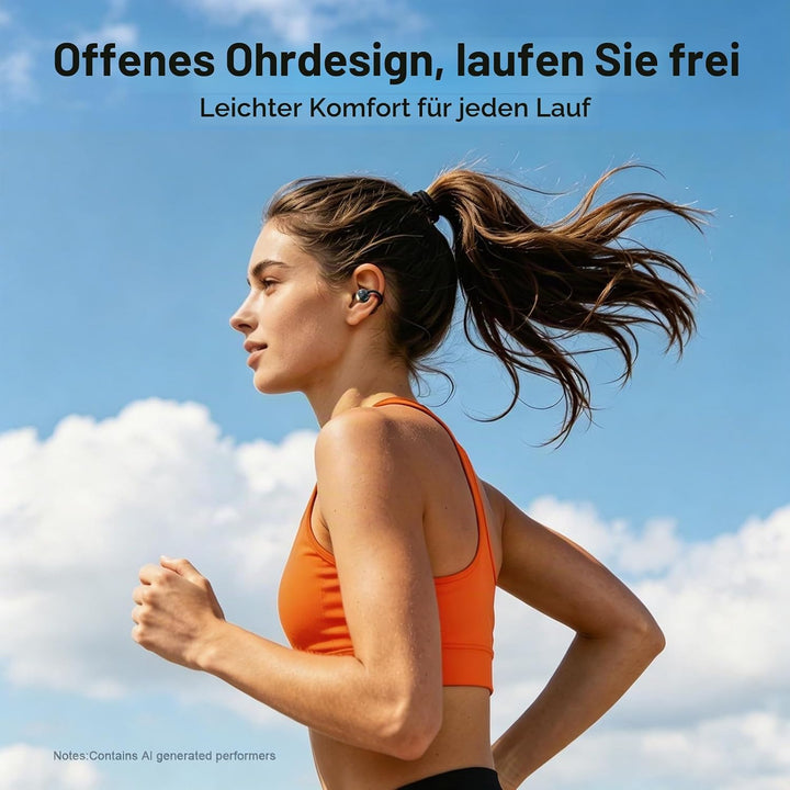 JUOVI Kopfhörer Kabellos Bluetooth,Bluetooth 6.0 Open Ear Kopfhörer mit ENC für klare Anrufe, 28 Stu