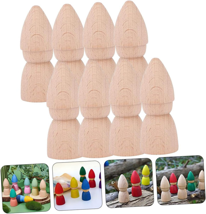 Gogogmee Selbstgemacht Holzpuppen Bastelset 8 Stück zum Bemalen Holzfiguren aus Holz für Kinder Krea
