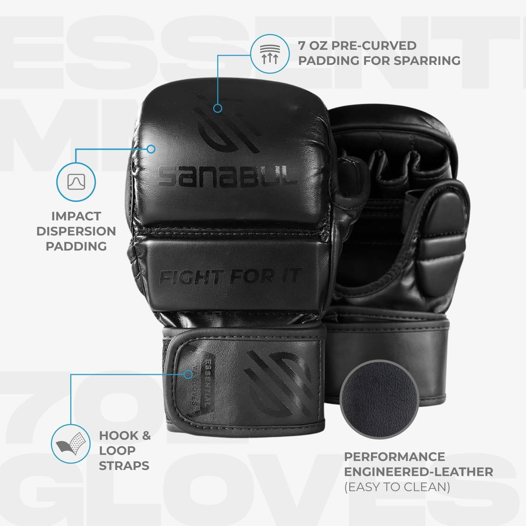 Sanabul Essential 7 oz MMA Handschuhe | MMA Trainingshandschuhe | Hybrid Sparring Handschuhe für MMA
