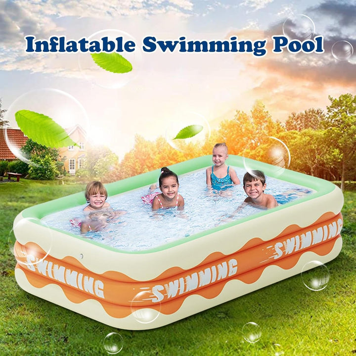 210x140x60cm Aufblasbarer Pool Rechteckig, Aufblasbares Schwimmbad, Planschbecken, Familienpool, Kin