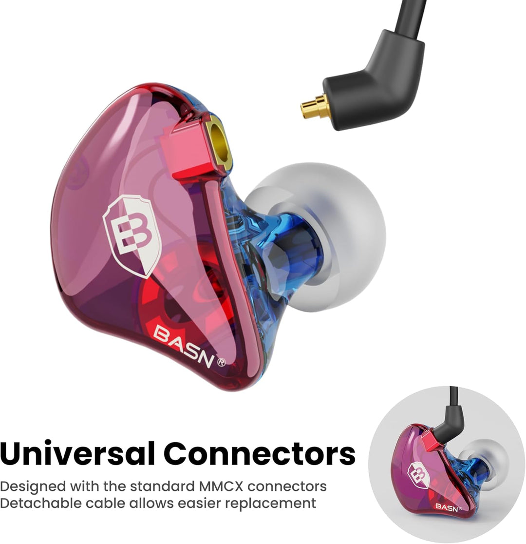 BASN Bsinger In-Ear-Monitore Geräuschisolierende Kopfhörer, Dual-dynamische Treiber High Definition