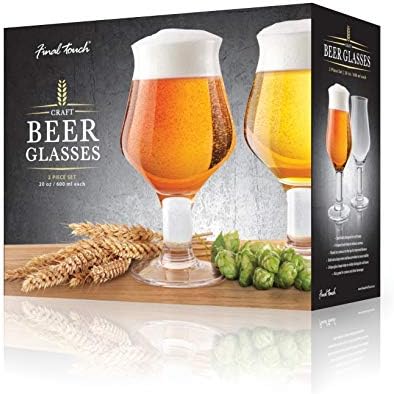 Final Touch Craft-Bier-Gläser, V-förmig mit Stiel, 600 ml, 2er-Set, Nr. GG5019
