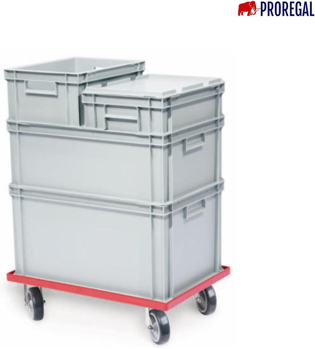 SparSet 6X Transportroller für Euroboxen 60x40cm mit Gummiräder blau | Geschlossenes Deck | 4 Lenkro