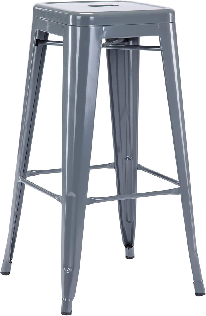 Duhome Barhocker Eisen Barstuhl, Sitzhöhe 76cm Tresenhocker, Stapelbar Metall Bistrohocker mit Fusss