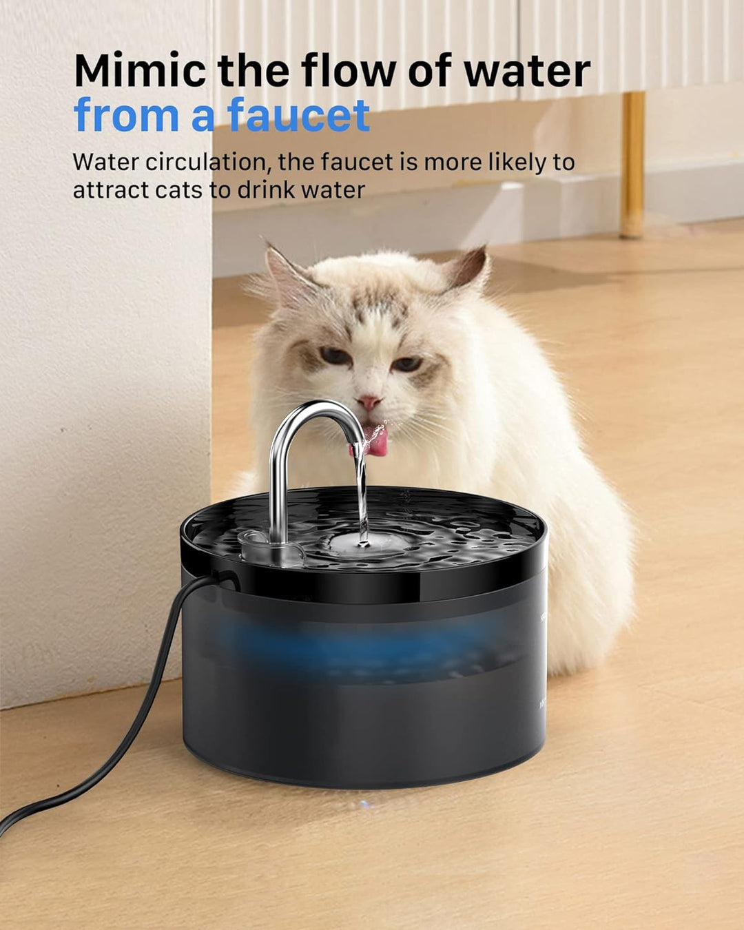 Katzenbrunnen: Trinkbrunnen für Katze - Katzenbrunnen für Katzen - 64oz - Super Silent LED Licht - D