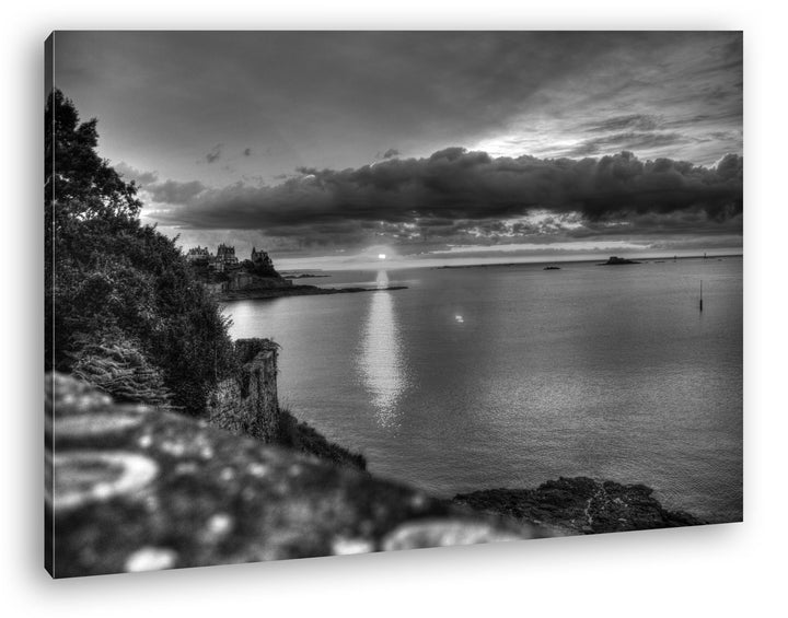 deyoli Küstenabschnitt von Bretagne Effekt: Schwarz/Weiss Format: 80x60 als Leinwand, Motiv fertig g
