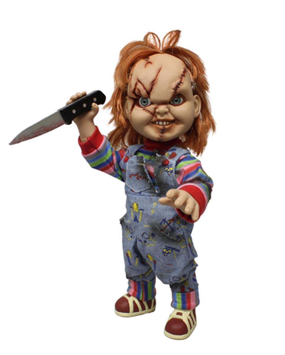 Mezco Close Up 25363 Child's Play bewegliche und sprechende Chucky Puppe