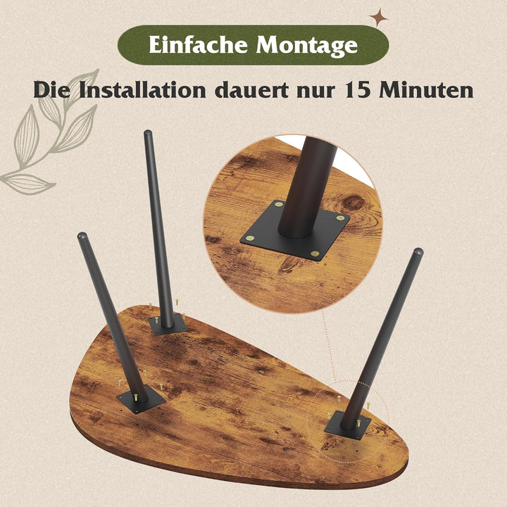 WLIVE Runder Couchtisch Weiss, Wohnzimmertisch Holz mit 2 Ebenen, Sofatisch mit viel Stauraum, für W