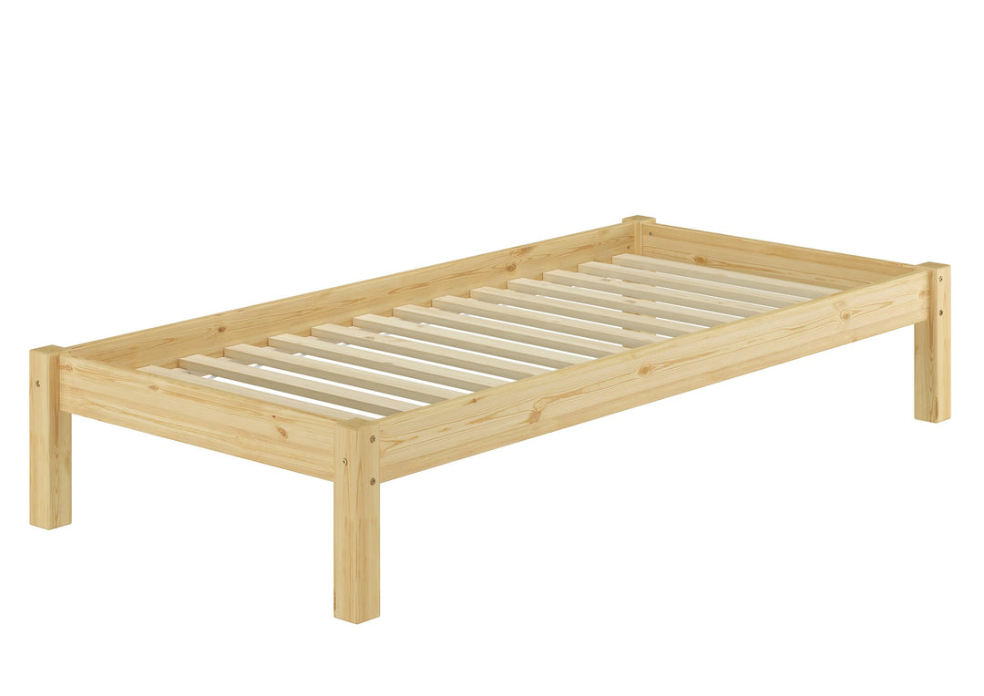 Erst-Holz® Einzelbett Kiefer Natur 80x200 Massivholzbett Futonbett Jugendbett Rollrost 60.35-08