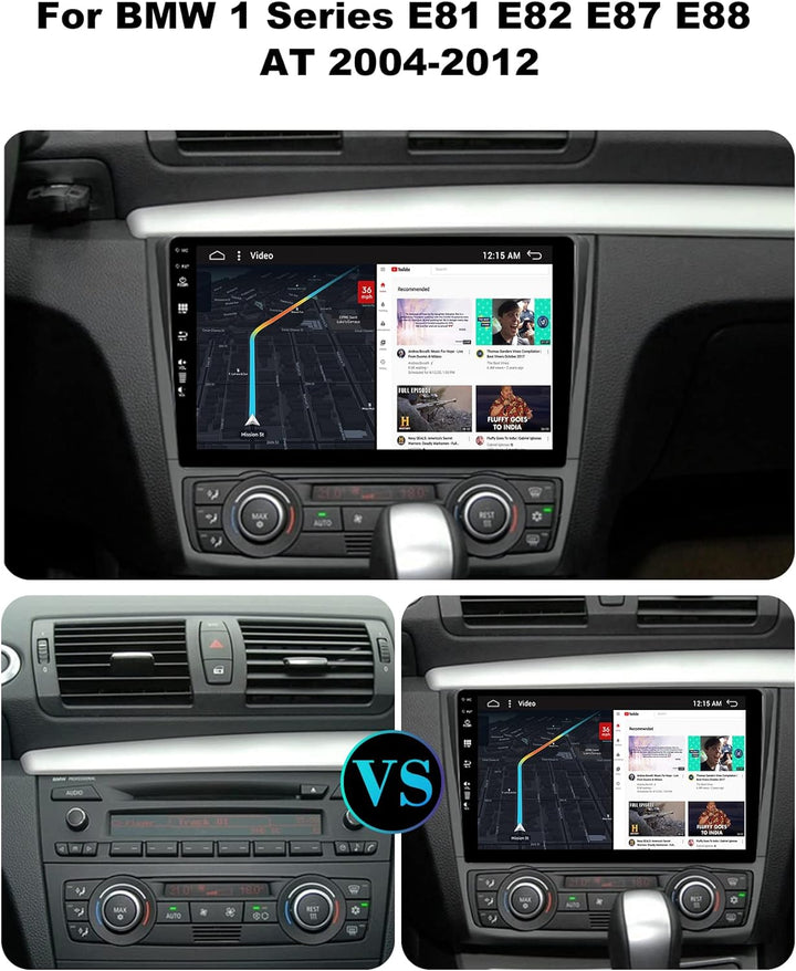 SXAUTO Android 12 IPS Autoradio Passt für BMW 1 Series E81 E82 E87 E88 (2004-2012) - Eingebaut Carpl