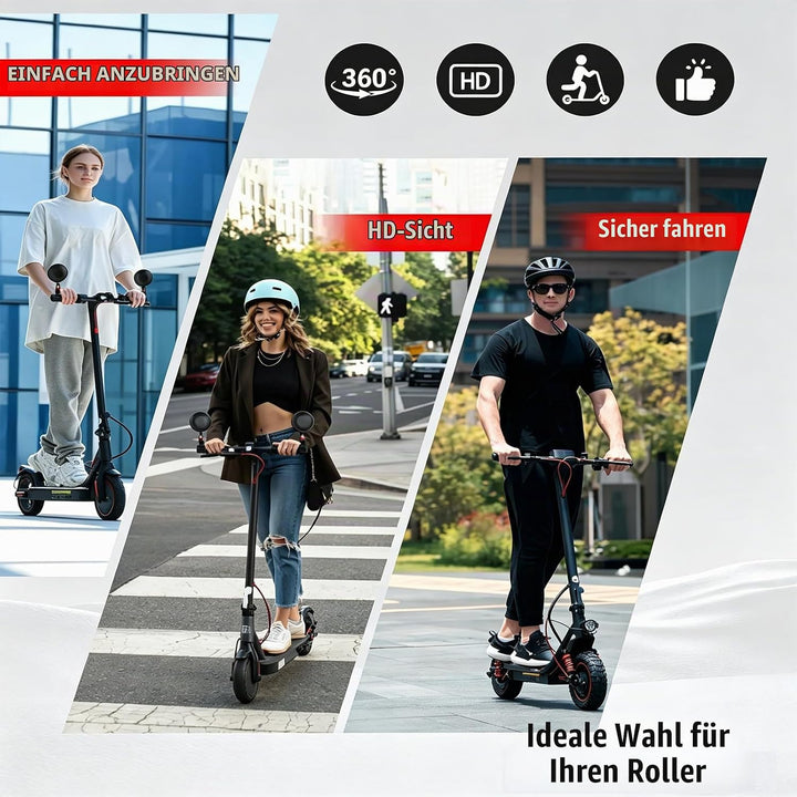 2 Stück Rückspiegel für Segway Ninebot MAX G30 &amp; G3, Einstellbarer Weitwinkel-Rückspiegel, Kompatibe