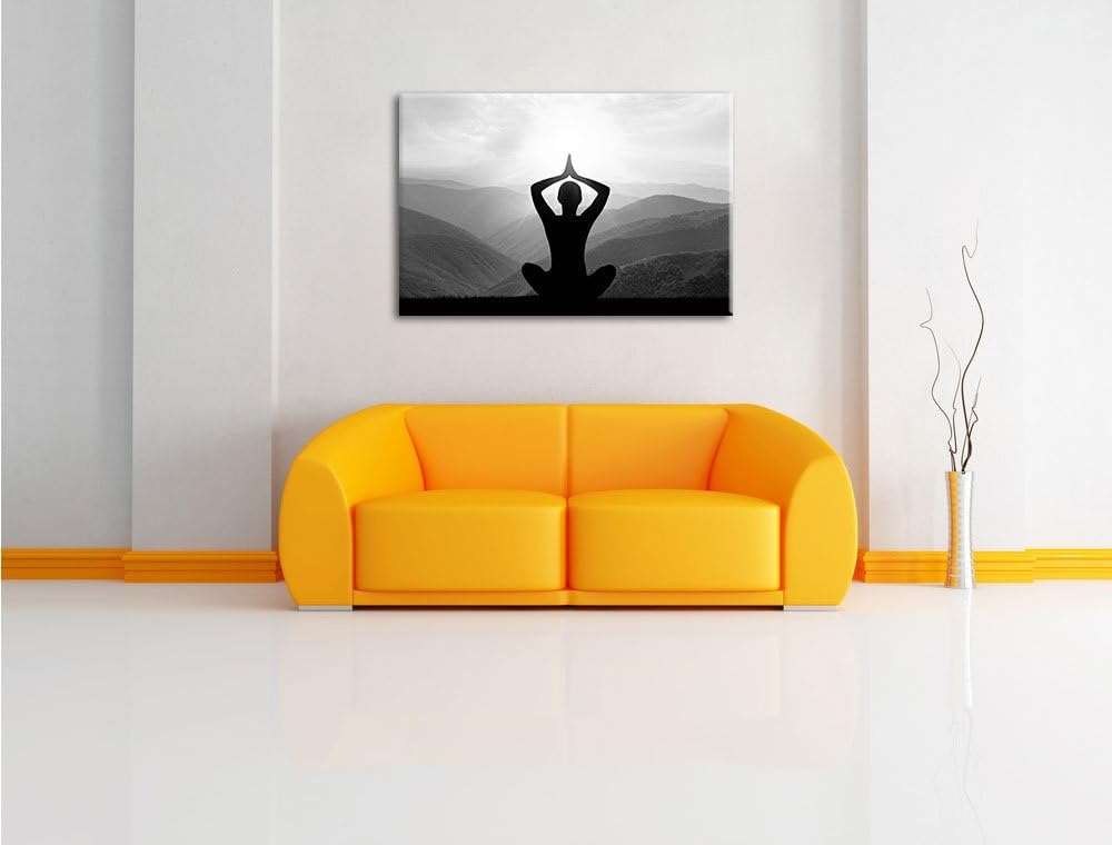 Pixxprint Yoga und Meditation als Leinwandbild/Grösse: 100x70 cm/Wandbild/Kunstdruck/fertig bespannt