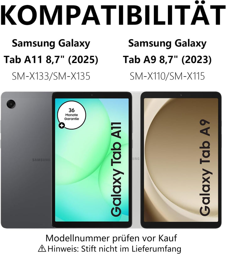 Hülle mit Tastatur für Samsung Galaxy Tab A11 8,7" (2025 SM-X133/X135) und Tab A9 8,7" (2023 SM-X110